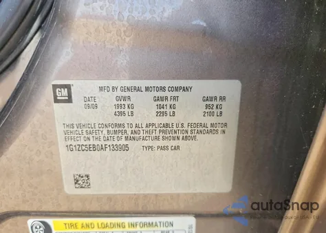 2010 Chevrolet Malibu 1Lt z USA, uszkodzony, nr VIN 1G1ZC5EB0AF133905